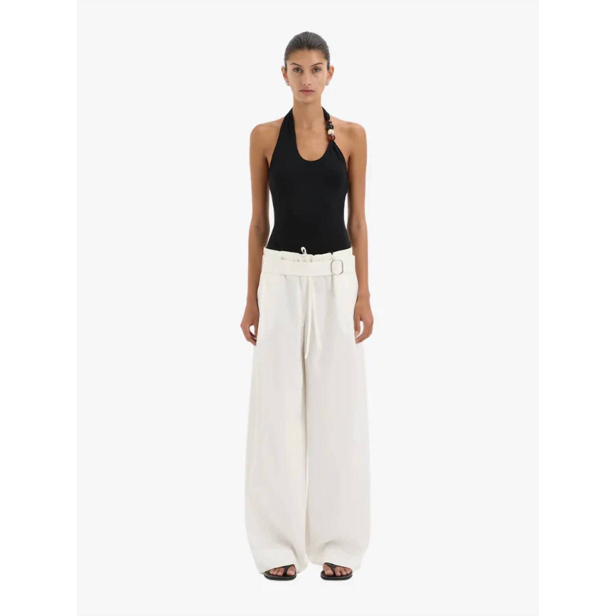 New Sir. Charlie Belted Trouser In Ivory